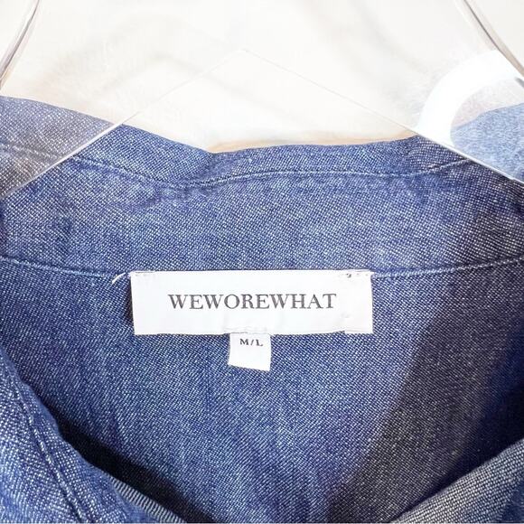 NEW WeWoreWhat Oversized Chambray Boyfriend Button Down Top M/L Blue - Picture 5 of 6